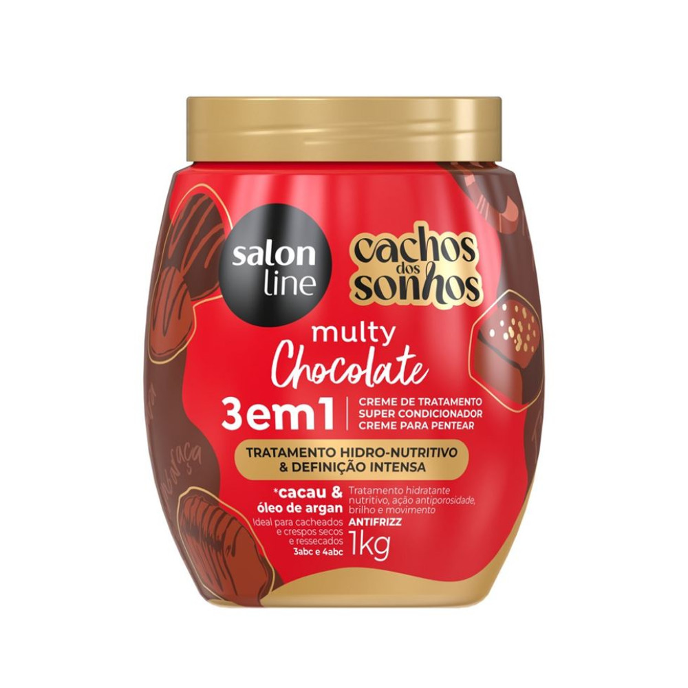 Creme para Pentear Salon Line Cachos dos Sonhos Chocolate 3 em 1 Multy 1kg em Oferta na Shopee