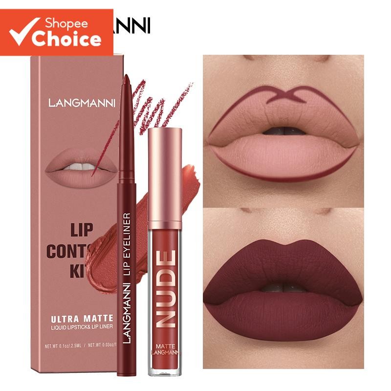 Langmanni | Conjunto 2 Peças Gloss e Lápis Labial Efeito Matte