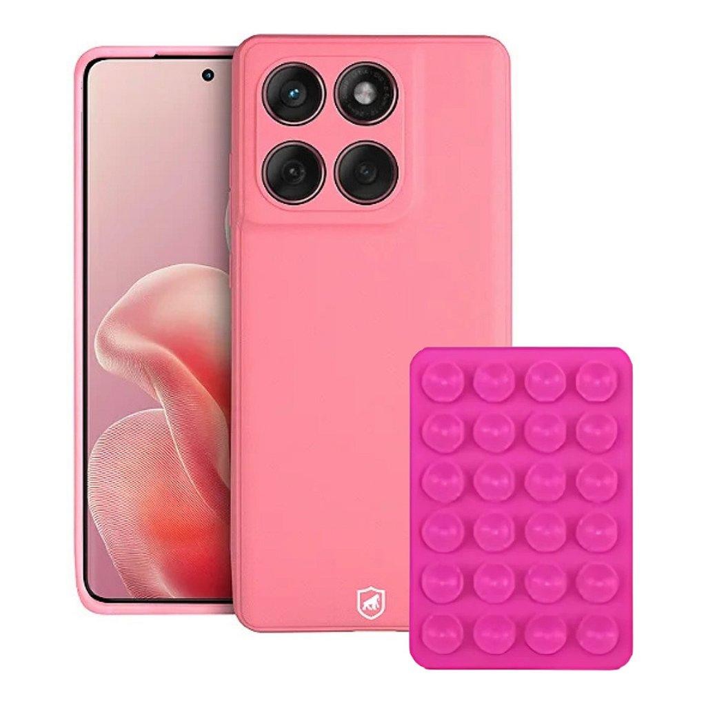 Capa Case Capinha Silicon Veloz para Motorola Moto Edge 60 + Ventosa - Rosa - Gshield