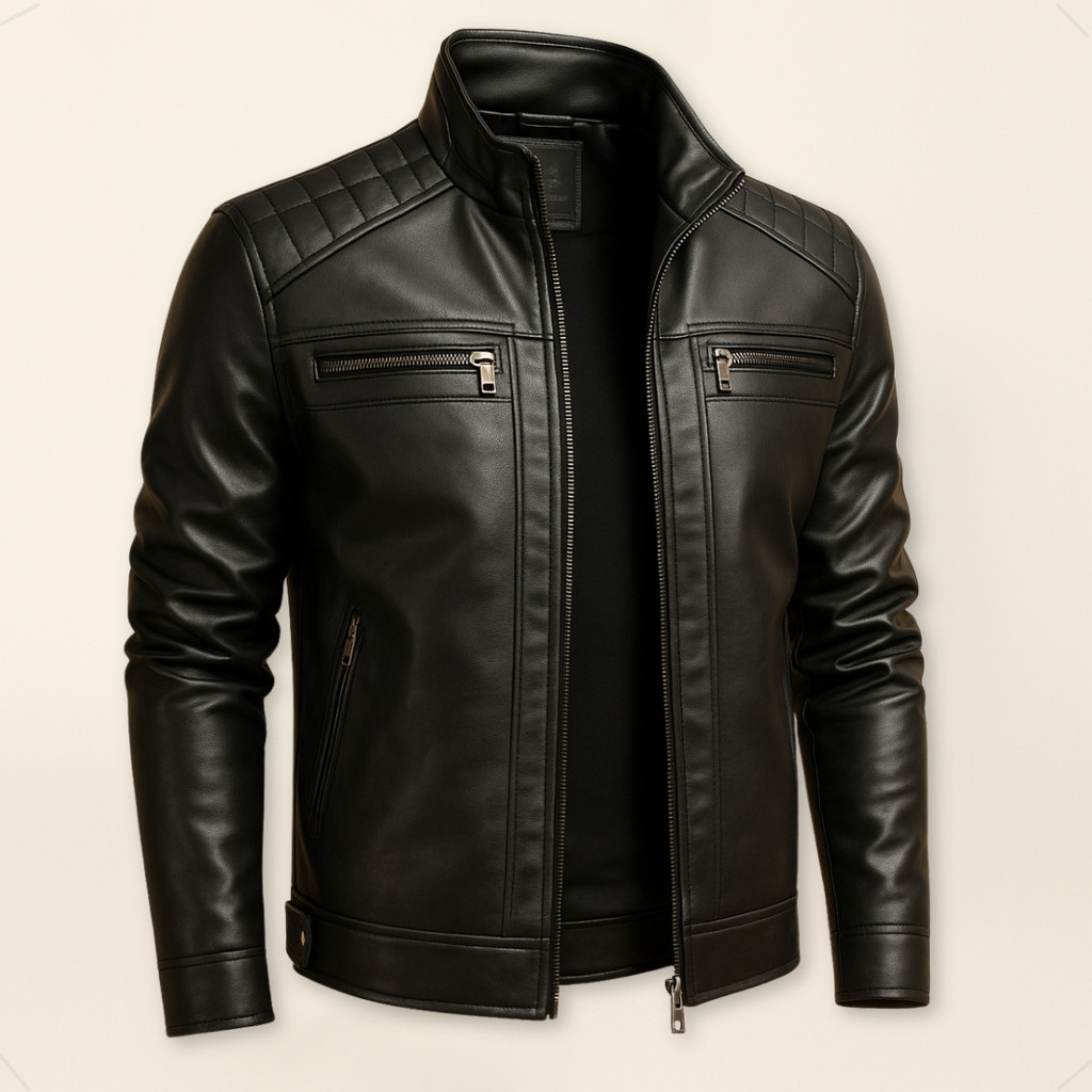 Jaqueta De Couro Masculina Slim Forrada Impermeável Casaco Blusa de Frio