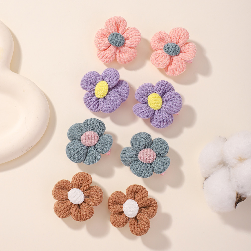 8 Pçs/Set Crianças Bonito Tecido Flor Grampo De Cabelo Doce Menina Grampos Do Bebê Presilhas Headwear Acessórios Para O