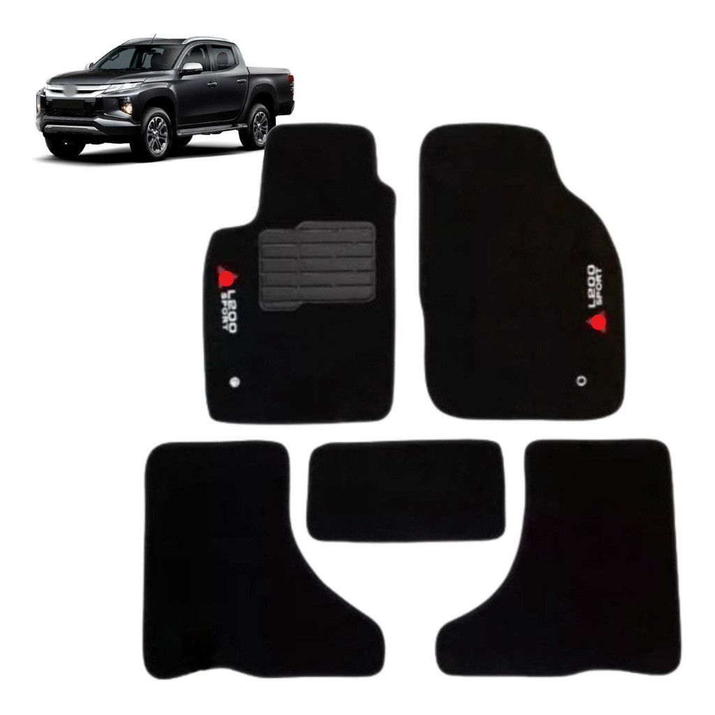 Kit de tapetes 5 peças específico L200 Sport 2004 05 06 07 2008 Carpete Preto