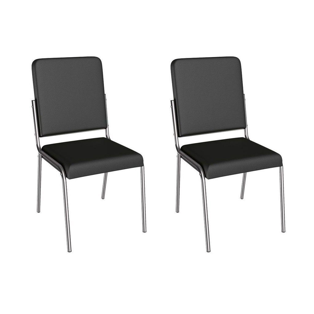 Cadeira Sala de Jantar Genebra 2C129CR Aço Kit 2 Un Cromado/ano Preto - Kappesberg
