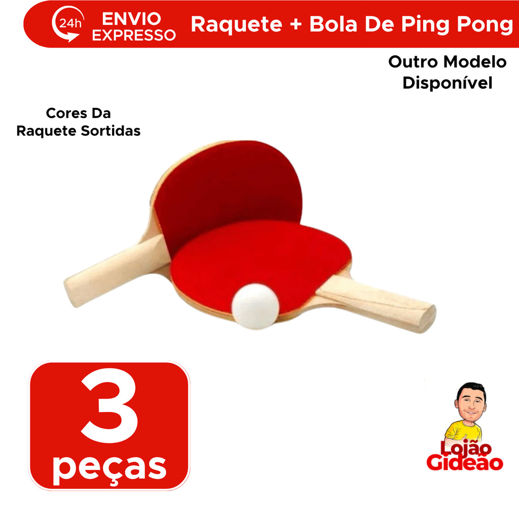 Kit Ping Pong 2 Raquetes + 1 Bola Tênis de Mesa Esporte Lazer