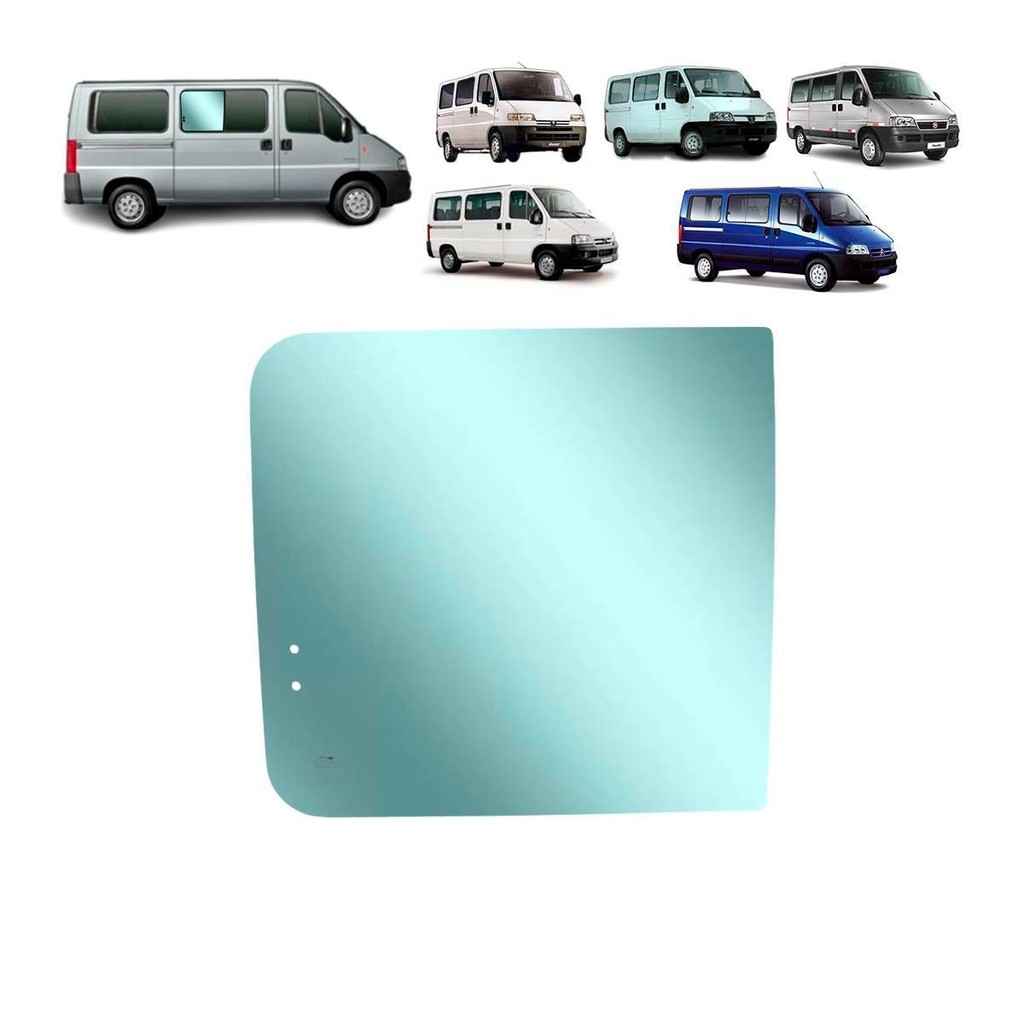 VIDRO FIAT DUCATO PEUGEOT BOXER CITROEN JUMPER 1997 A 2017 (TETO BAIXO) LATERAL DIREITA V4 (CURVO) (MOVEL) (COM FURO) (6