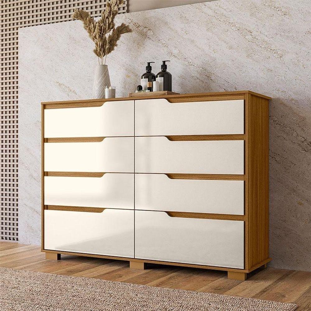 Cômoda Gaveteiro Ambiente Georgia Freijó Off White - Moval em Oferta na Shopee