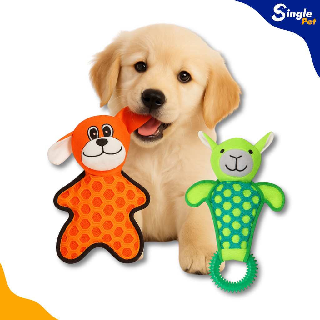 Brinquedo para Cachorro Mordedor Pelúcia com Borracha e Apito Savana Cachorro ou  ET Interativo para Cães- Resistente