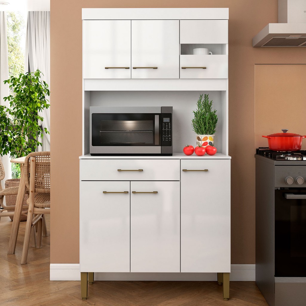 Armário de Cozinha Carla 6 Portas 1 Gaveta - Fellicci em Oferta na Shopee