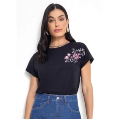 Blusa Feminina Em Malha De Algodão Preta Quintess - Confortável e Estilosa