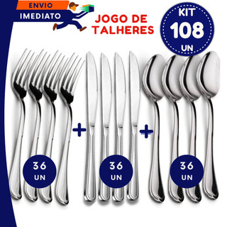 Talheres de 36 54 ou 108 peças Inox Garfo Faca Colher Faqueiro Casa Cozinha Restaurante Festa Buffet Presentes