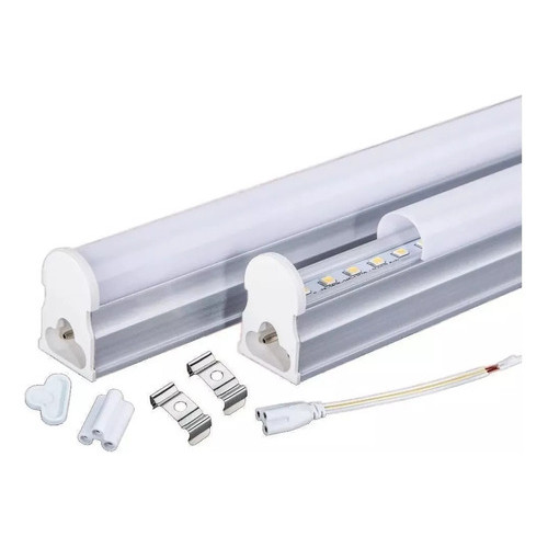 Luz Tubular LED T8 com Calha Prata 20w 120cm Sobrepor Luz Branco-frio 110v220v Bivolt Lâmpada Tubo