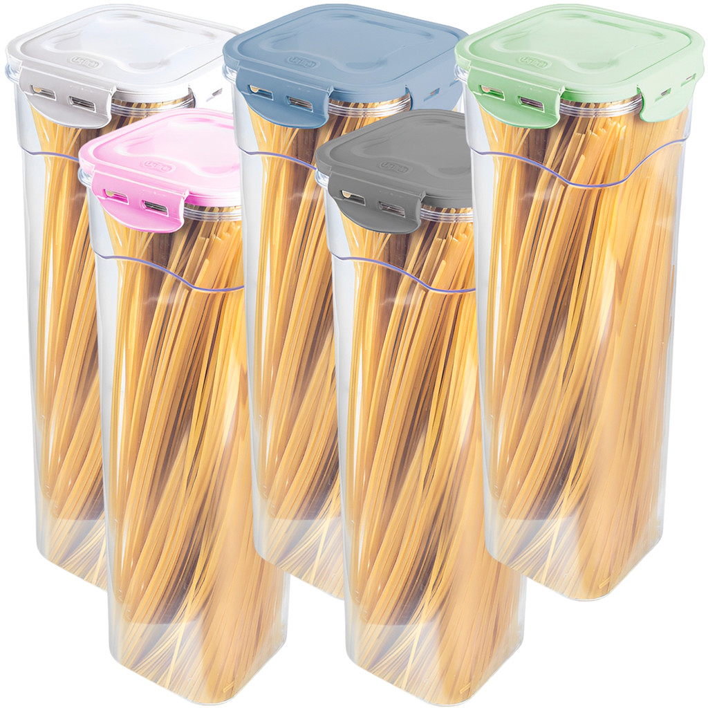 Porta Alimentos Pote 100% Hermético Veda Tampa Trava Conserva Cristal 1,5 Litros Macarrão Lig Brin