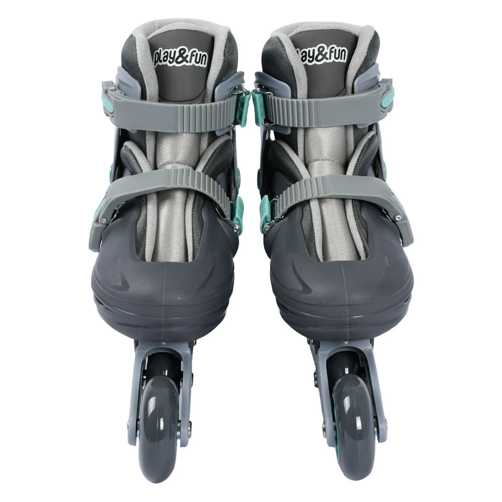 Detalhes do Kit Patins Roller 36-39 Cinza com Acessórios Play&Fun