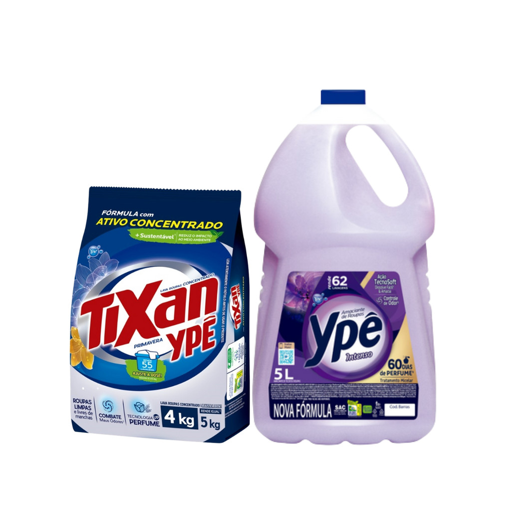 Kit Lava Roupas Primavera 4kg Ypê + Amaciante Intenso 5L Ypê em Oferta na Shopee