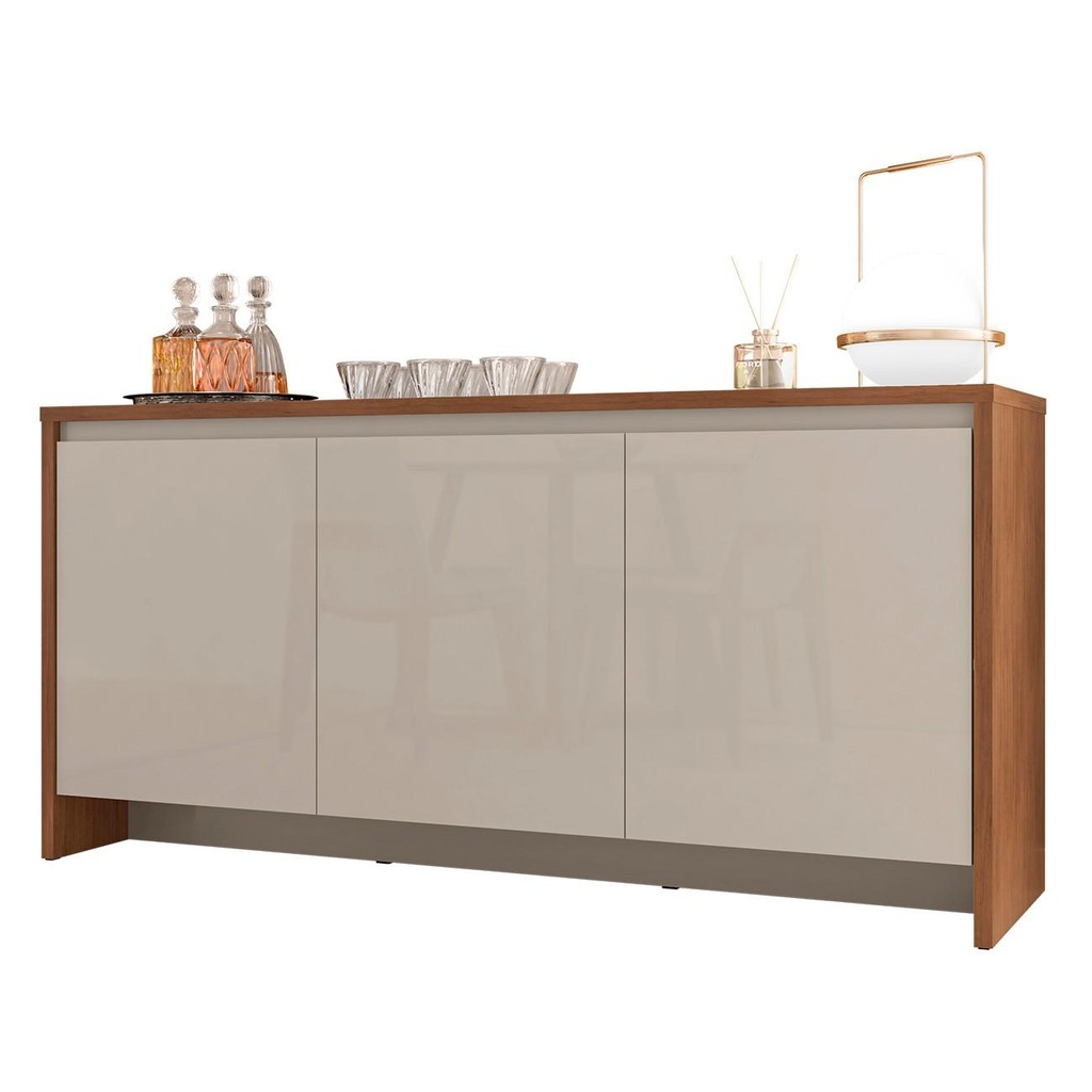 Balcão Aparador Buffet 3 Portas Madrid C14 Cedro/Off White - Mpozenato