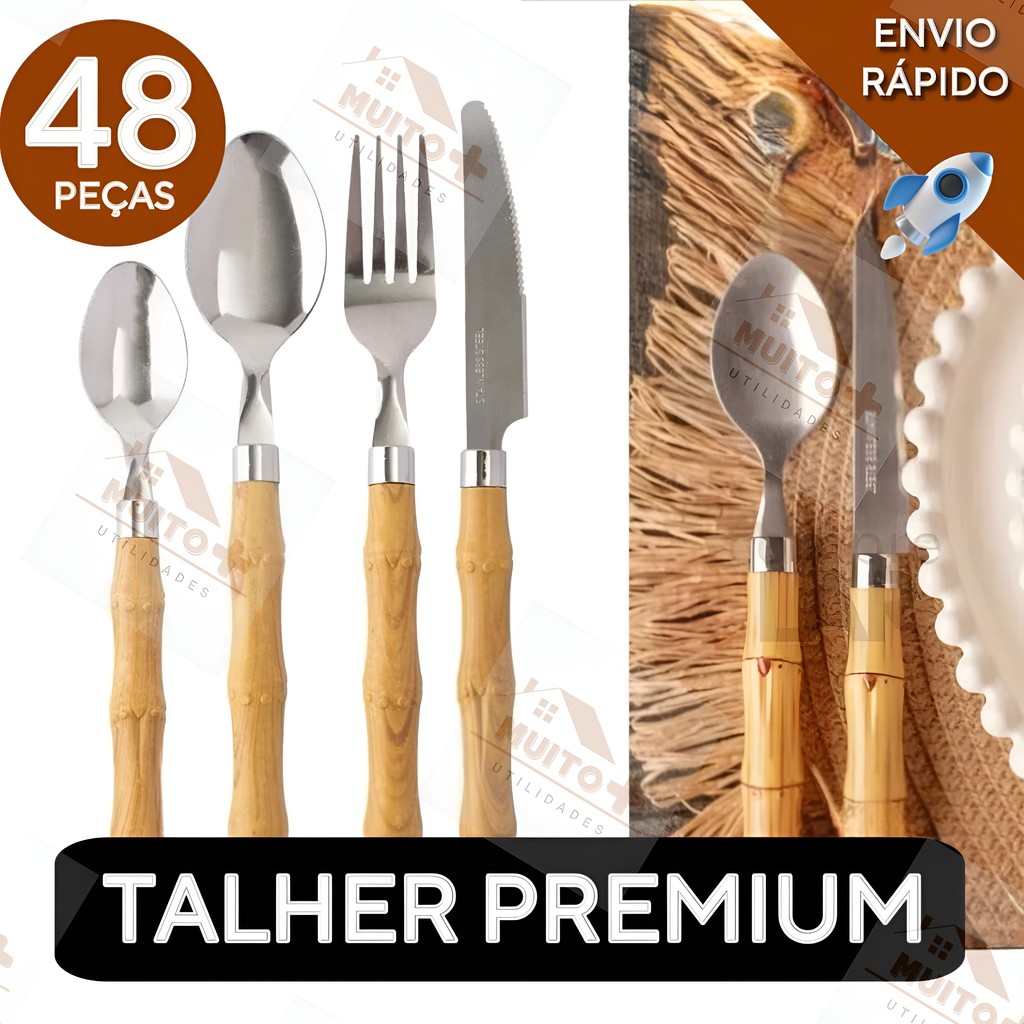 Jogo de Talheres Faqueiro 48 Peças Faca Garfo Colher e Colheres de Sobremesa Em Aço Inox d...