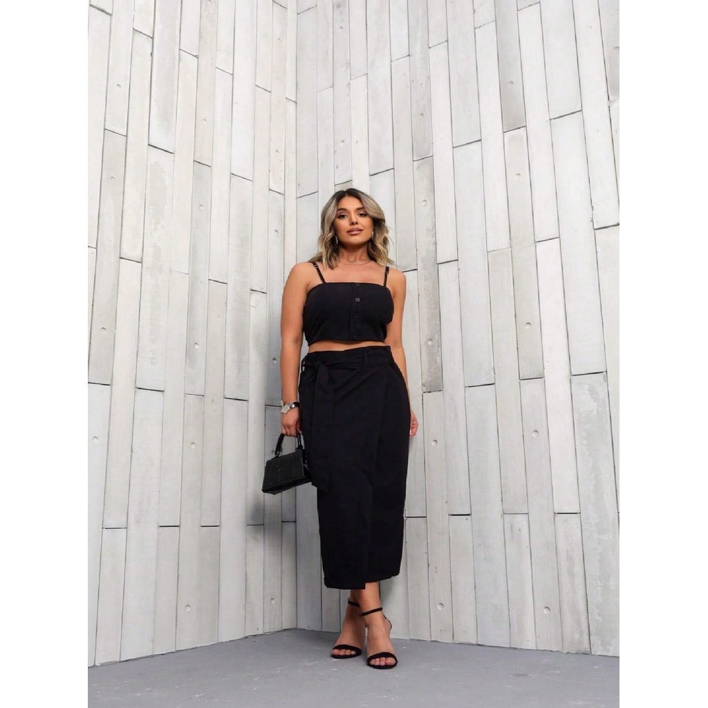 Conjunto Saia Mid Envelope Com Bolso