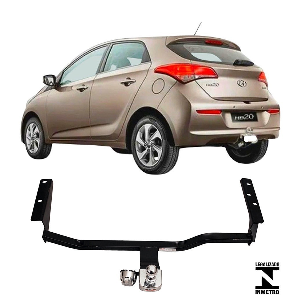 Engate Reboque Rabicho Fixo Hb20 Hatch 2013 a 2019 450Kg Reforçado bOM