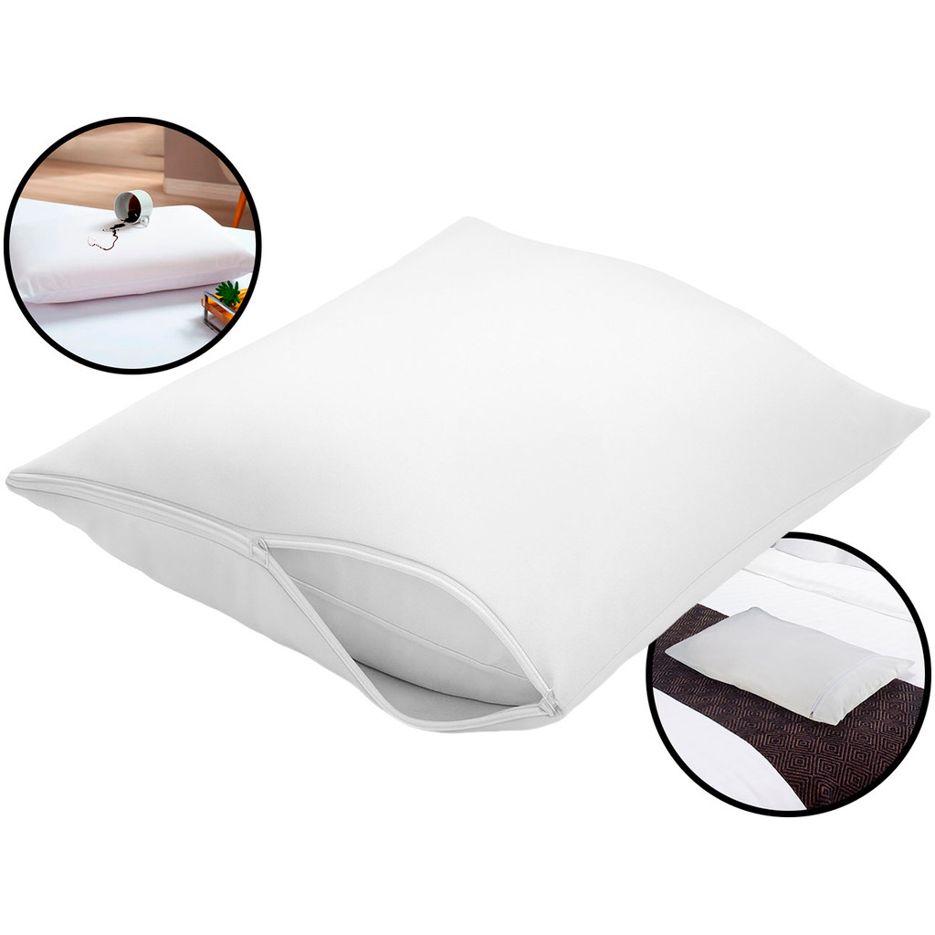 Capa Para Travesseiro Fronha Impermeável Antiácaro Tamanho Solteiro Com Zíper 65cm x 45cm	 em Oferta na Shopee