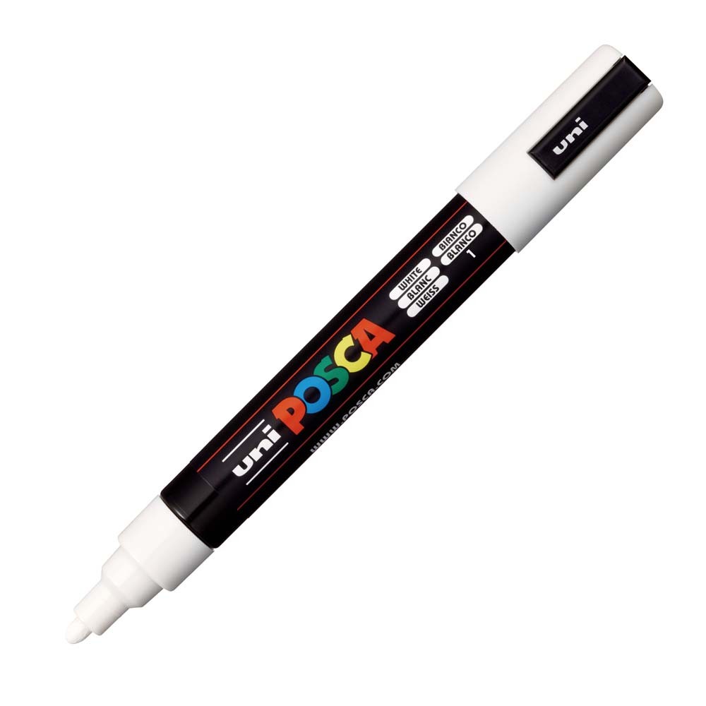 Caneta Marcador Posca Uni-ball Branca PC-5m Ponta Média 2.5mm Papelaria Arte Escola Escritório