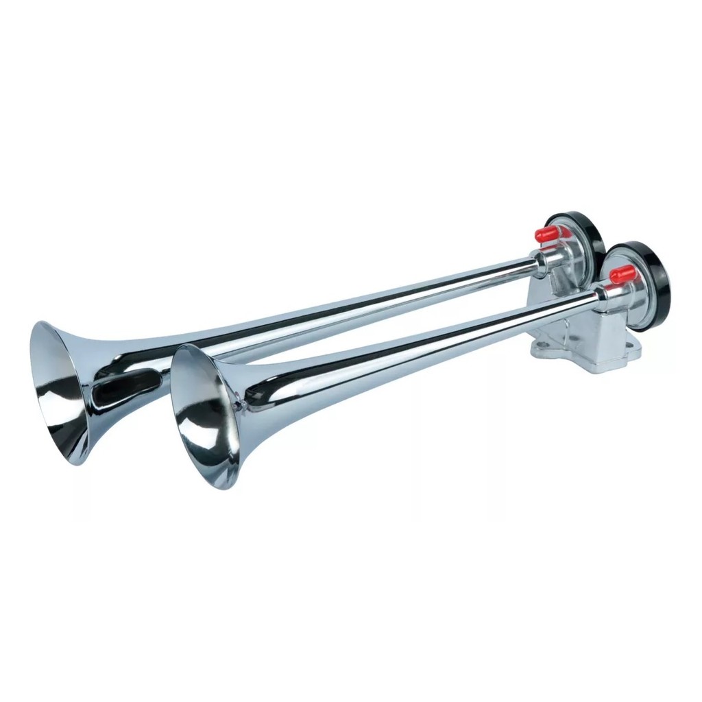 Buzina Automotiva Marítima 2 Cornetas Cromada Compressor 12v em Oferta na Shopee