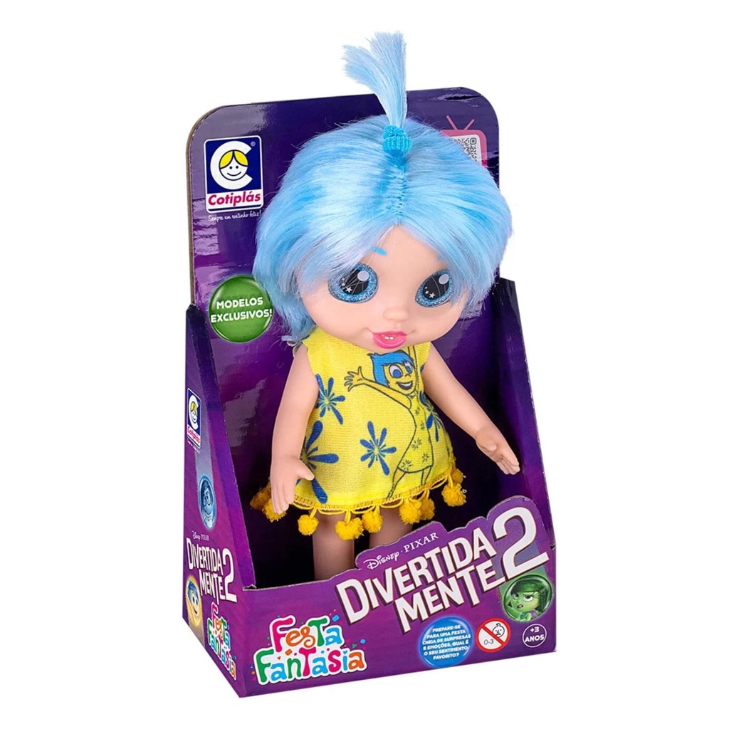 Boneca Infantil Divertida Mente 2 Festa Fantasia Alegria Cotiplás - 2877 em Oferta na Shopee