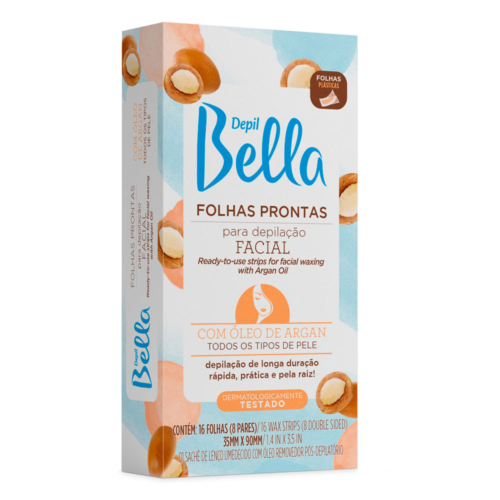 Folhas Prontas Para Depilação Facial Depil Bella Argan 16 Unidades - Beauty