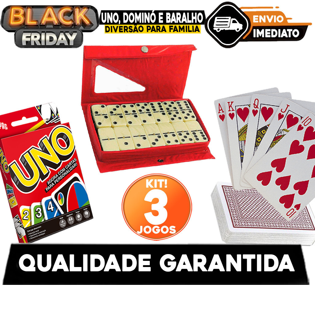 KIT 3 Jogos - UNO, Dominó e Baralho
