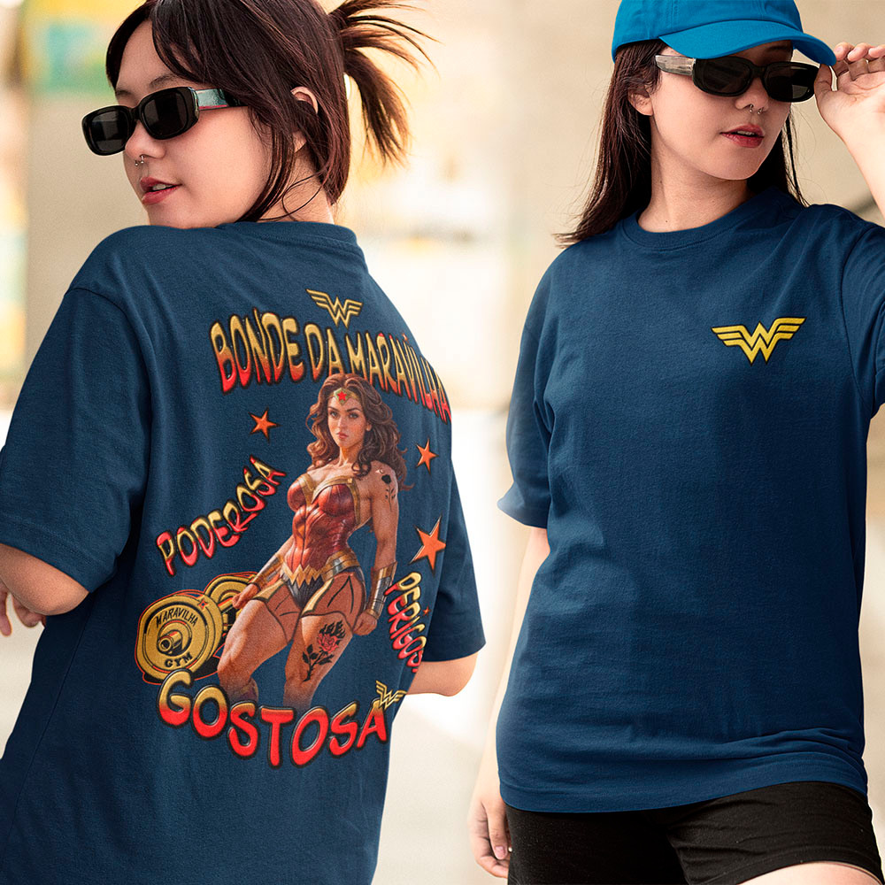 Camiseta Mulher Maravilha Blusa De treino Camisa Algodão Academia Bonde Da Maravilha