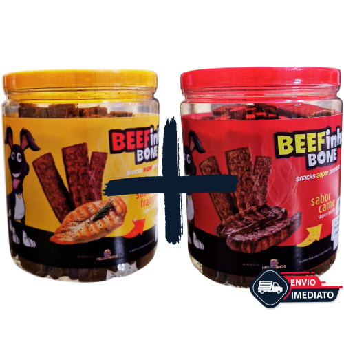 Kit 2 Bifinho BEEFinho Bone 1 KG Petiscos Cães Cachorro Pet Premium - CARNE + FRANGO em Oferta na Shopee