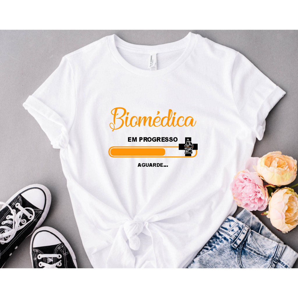 Linda Camiseta Blusa T-shirt Feminina Biomédica, Biomedicina, Meio Biomédica Premium