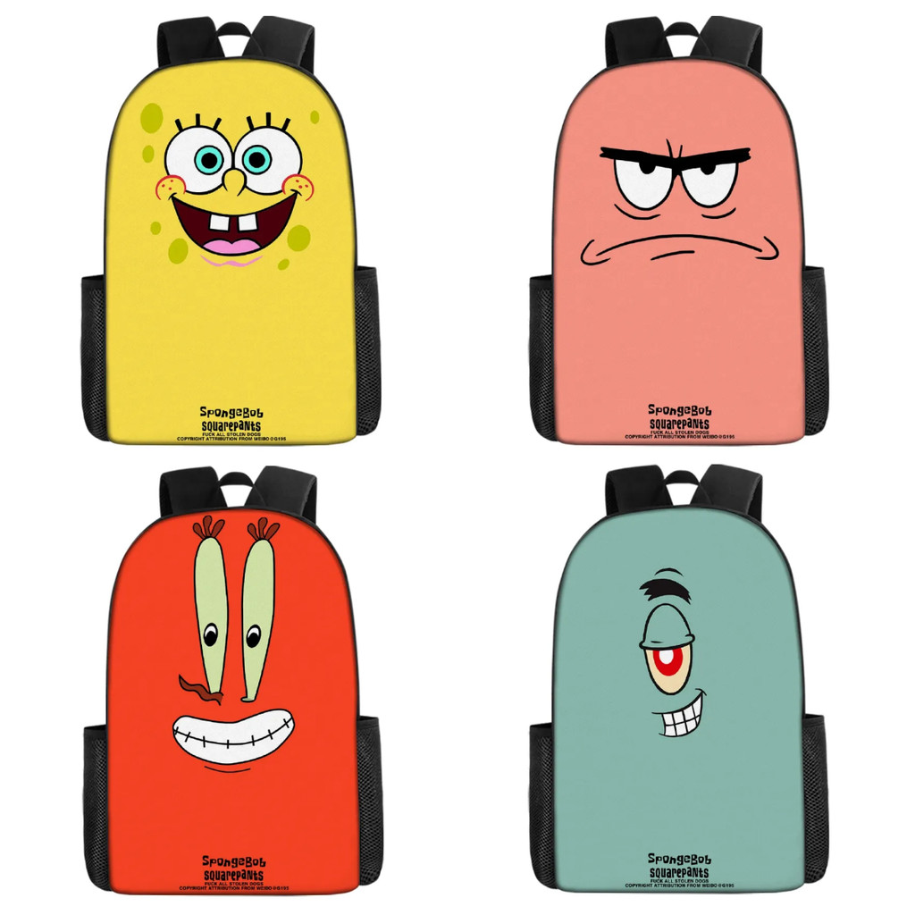 20L Conjunto De Bolsa Escolar Primária E Secundária Bob Esponja Calça Quadrada Mochila De Desenho Animado De 16 Polegada