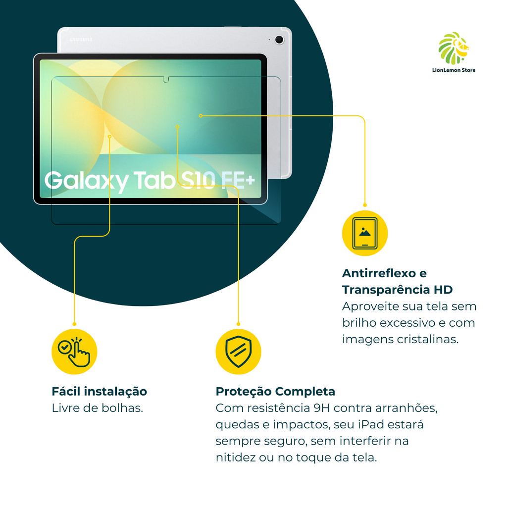 Película de vidro temperado para Samsung Galaxy Tab S10 FE+ Plus Tela 13.1" - LionLemon Store