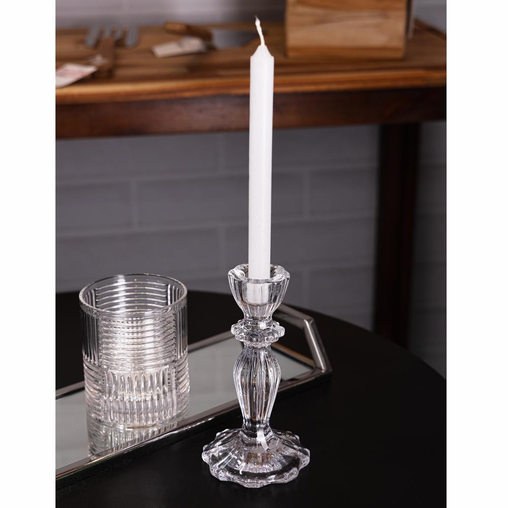 Castiçal Wolff Argos de Vidro 8cm x 16cm em Oferta na Shopee