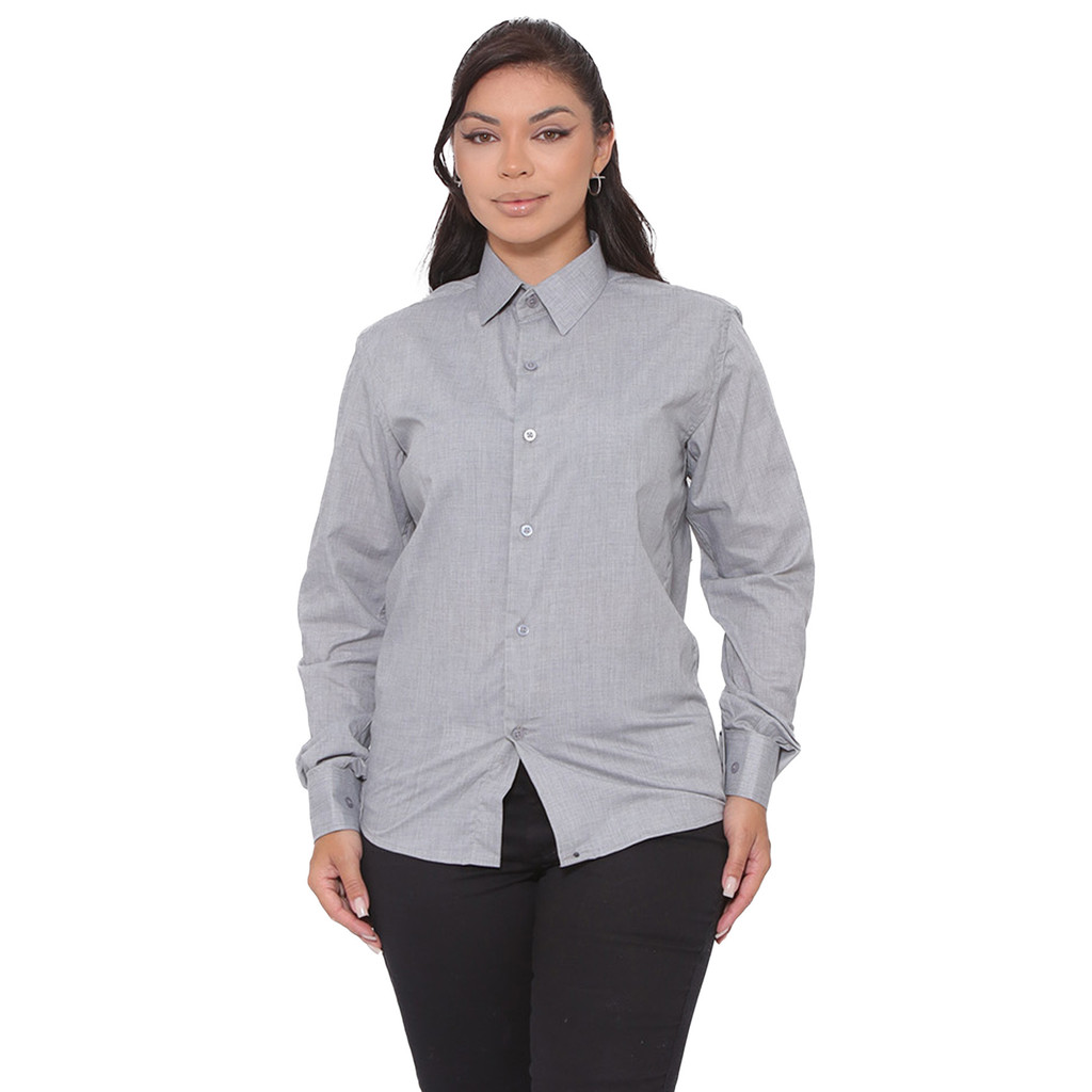 Camisa Social Feminina Premium Tipo Linho Manga Longa Smoke