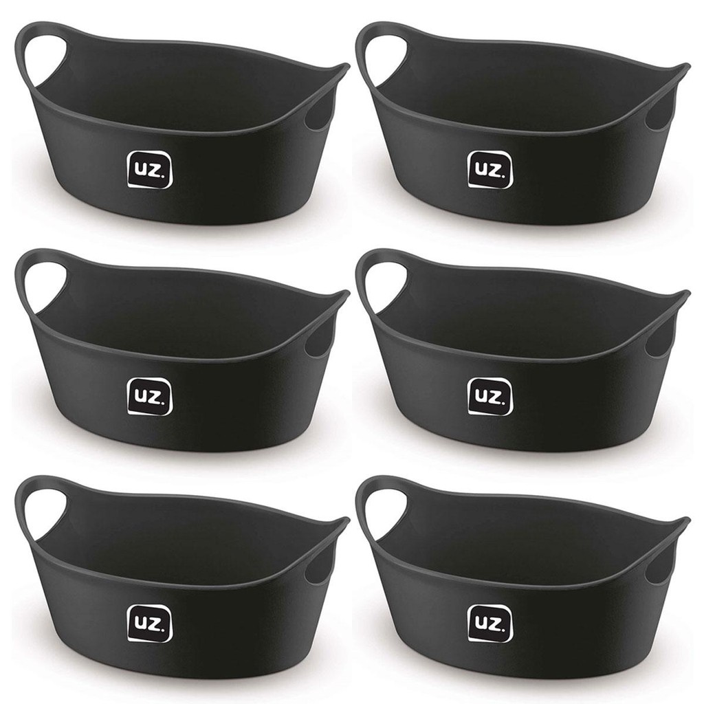 Kit 6 Cestos Batata Frita Preto 28x12cm Restaurantes Bares Lancherias Plus M Uz Utilidades