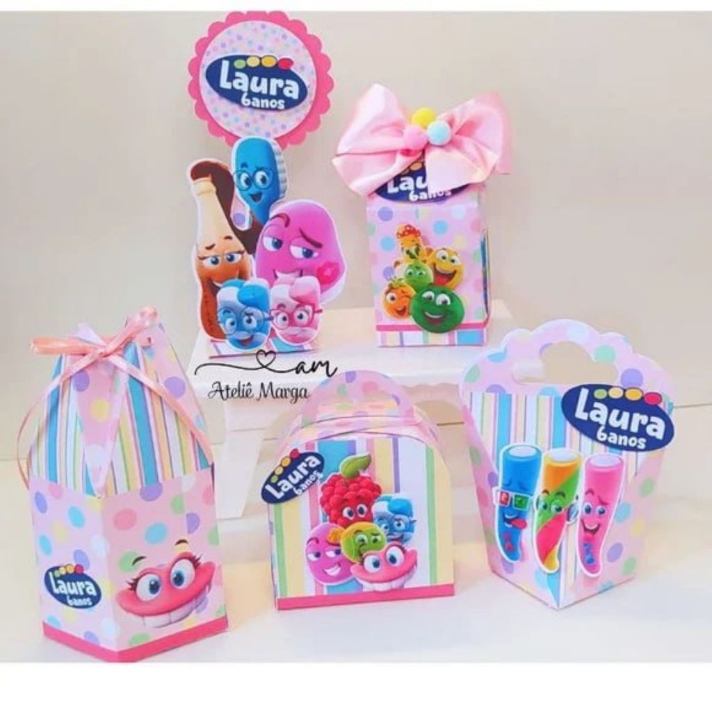Kit Festa Personalizada FINI MENINA - FINI ROSA - Caixinhas Lembrancinha PEGUE E MONTE
