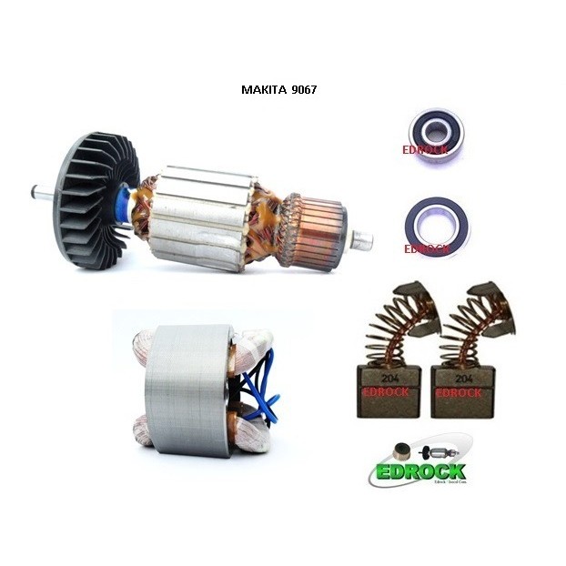 Esmerilhadeira Makita 9067 Induzido Rotor Bobina Estator 110V Rolamentos Escova Carvão 9069