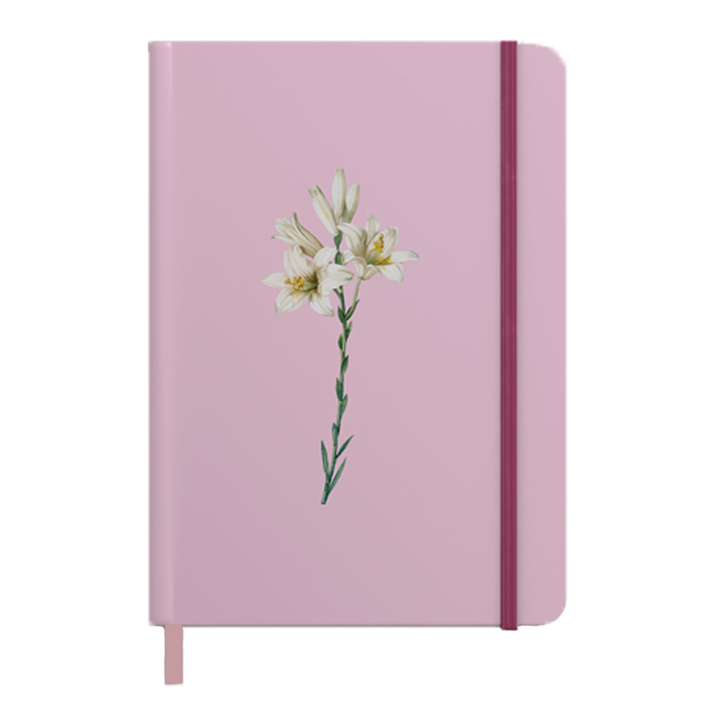 Caderno Moleskine | Com Pauta | Capa Lírios Rosa em Oferta na Shopee