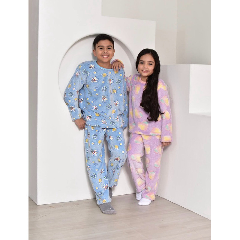Conjunto Pijama Infantil Feminino Masculino Longo pra Dormir Fleece Inverno Menina Menino 6 ao 12 ANOS  5673