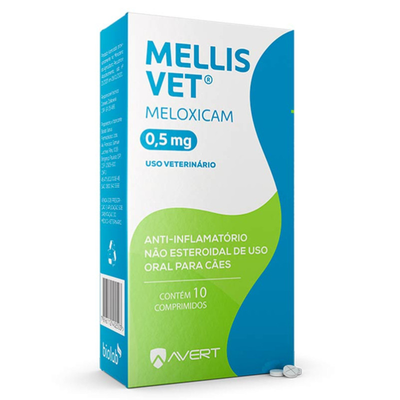 Anti-inflamatório Mellis Vet Meloxicam 0,5mg Com 10 Comprimidos para Cães em Oferta na Shopee