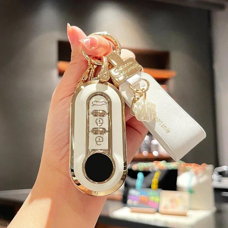 3 Botões TPU Carro Flip Chave Caso Capa Para Fiat Ducato 500 500L Panda Grande Punto Lancia Musa Titular Fob Chaveiro Ac