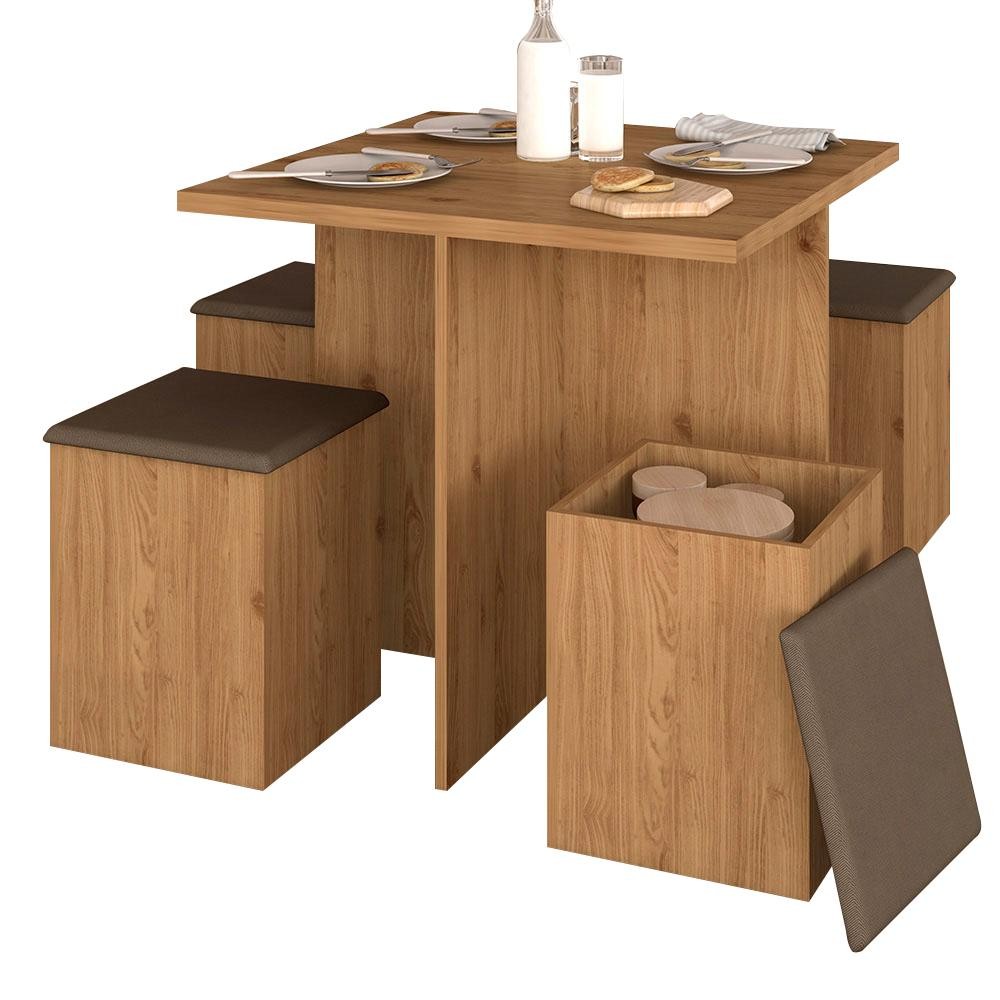 Conjunto Sala De Jantar 4 Banquetas Berlim Cinamomo Moveis Arapongas - Home & Living