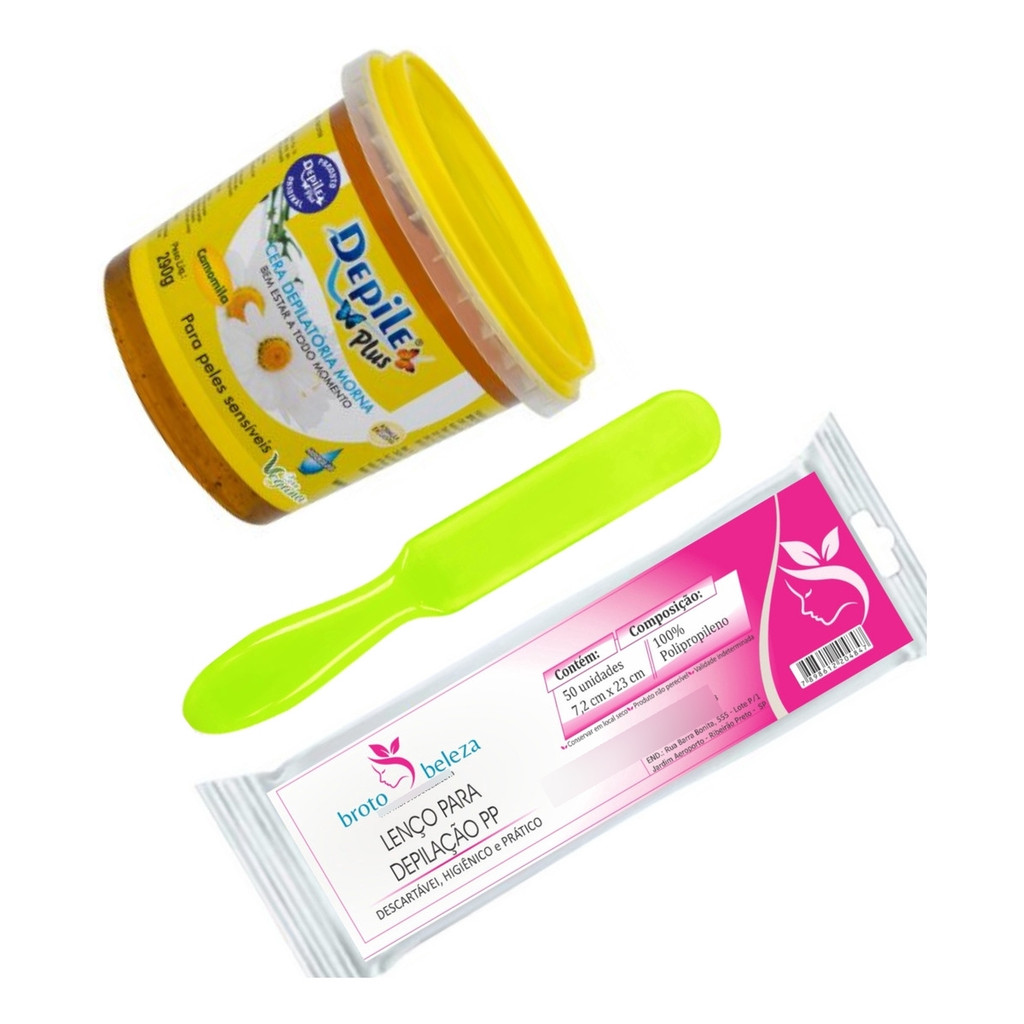 Kit Epilação Cera De Micro-ondas Pote 290g - Camomila + Tnt Aquecer no Micro-ondas por 30 Segundos