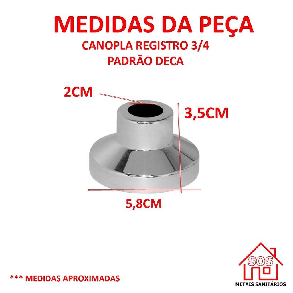 Canopla De Registro Abs Cromado Com Preme Aperta Canopla CÓD. 36