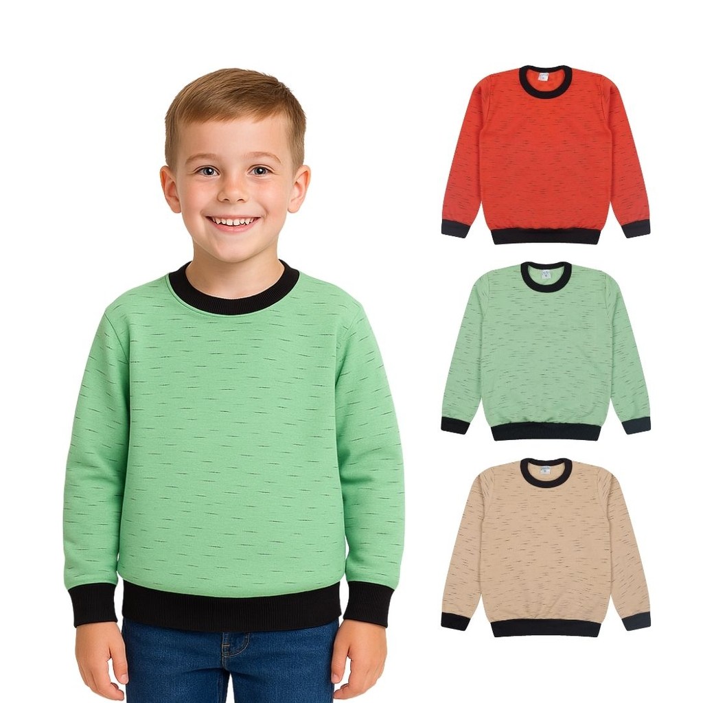 Kit 3 Blusa Moletom de Frio Menino Infantil Inverno Criança