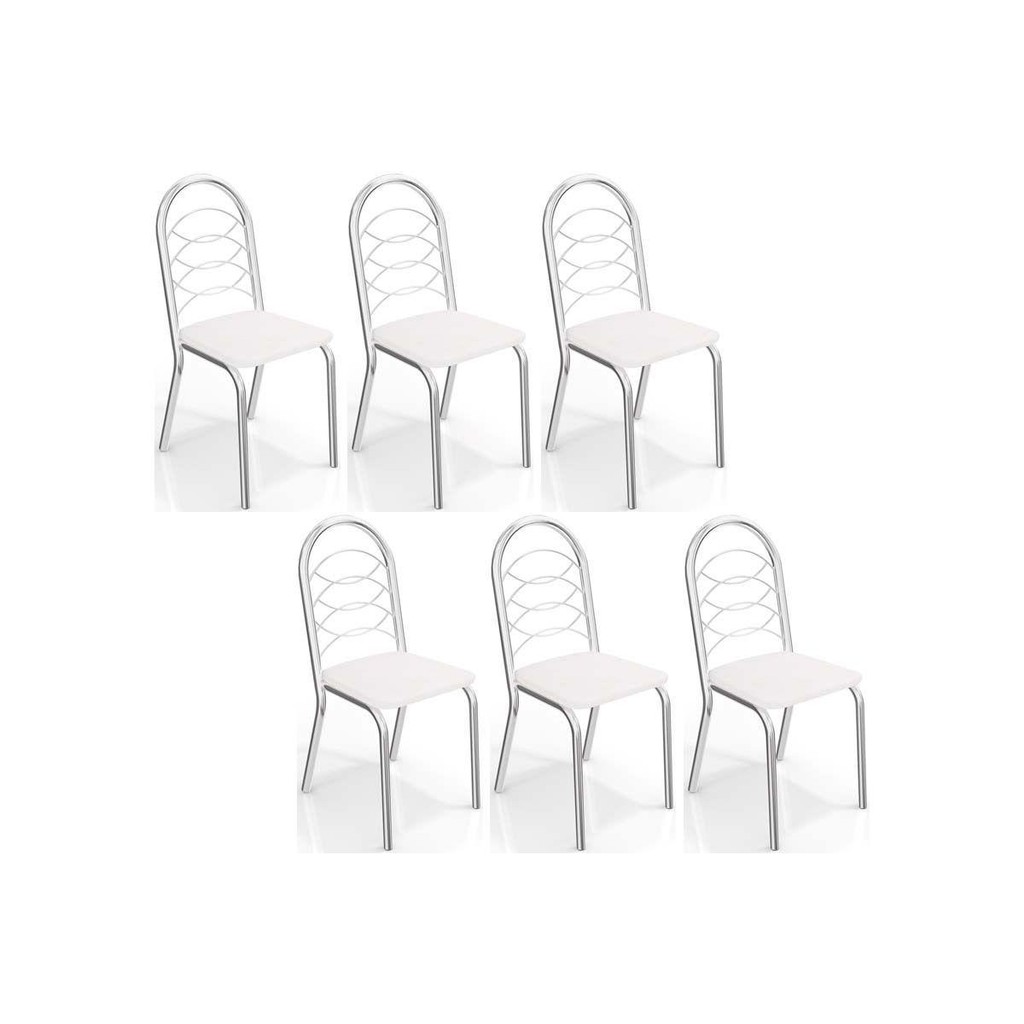 Cadeira de Cozinha Holanda C009 Kit 6 Un Cromada/Branco 106 - Kappesberg em Oferta na Shopee