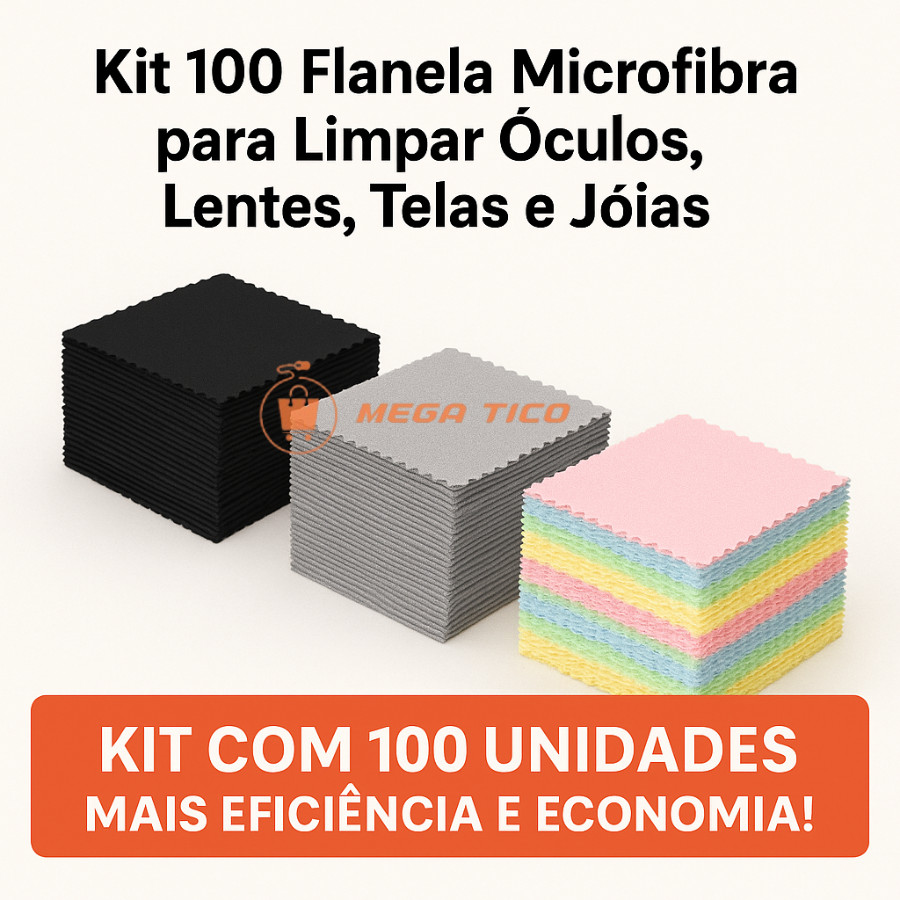 Kit Flanela Microfibra 100 Unid Paninho Limpeza Óculos Tela Celular Lente Câmera e Acessórios em Oferta na Shopee