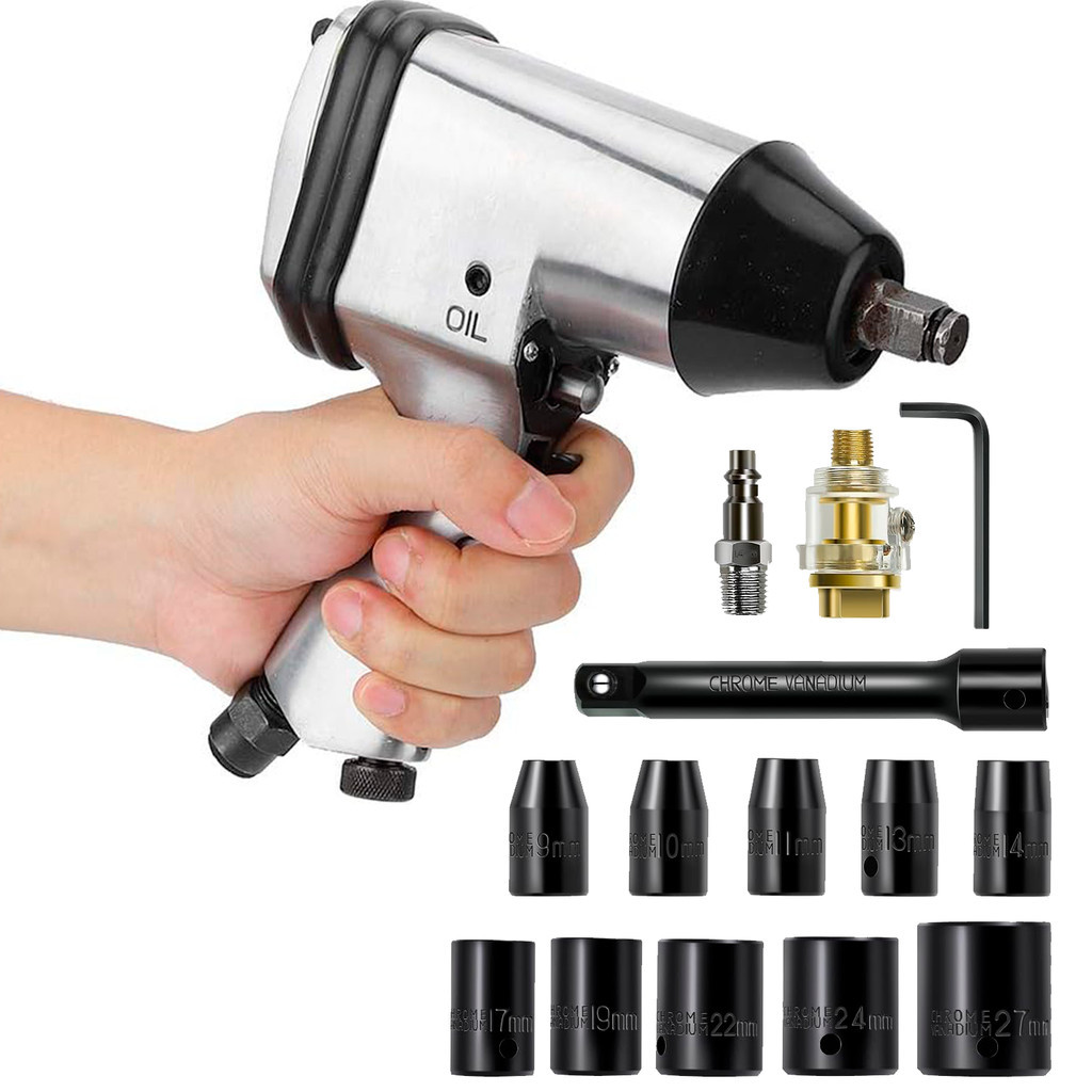Imagem Chave de Impacto Pneumatica 1/2" 0,5 Polegada Com Jogo De Soquetes Profissional Maleta Profissional