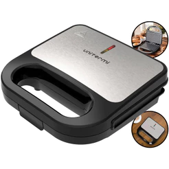 Sanduicheira Grill Elétrica 750w Grelha Antiaderente Inox Com Alça Para Sanduíches Carnes Legumes